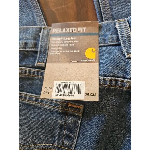 Carhartt Mens Straight Leg Jeans Size 36x32 Relaxed Fit Medium Wash B460DPS - Picture 4 of 9